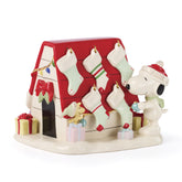 Lenox Snoopy doghouse front view shows festive design and display-ready finish