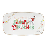 Lenox Snoopy front view showing festive artwork and serving surface