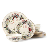 Lenox winter greetings front packaging showing full 12-piece set and festive pattern