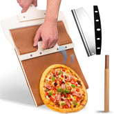 Leozzo front view 12-inch peel showing balanced wooden surface and easy transfer