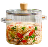 Le'raze clear glass pot front view showing elegant ribbed design and capacity benefit