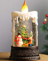 Lffital front view snow globe lantern showing candle shape and warm glow benefit