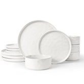 LIANYU front view of full 12-piece set showing coordinated plates and bowls, stylish table upgrade