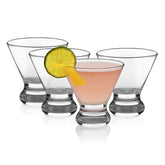 Libbey cosmopolitan stemless martini glasses front view showing elegant shape and clarity