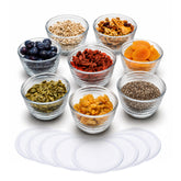 Libbey small glass bowls front packaging showing set of eight and lids for organized prep