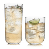 Libbey Polaris Axis front view showing full 16-piece set and polished finish benefit