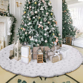 Libima front view of white tree skirt showing full 70-inch coverage and elegant look