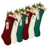 LIBWYS front view of six knitted stockings showing colors and shape for coordinated décor