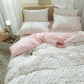 LifeTB duvet cover front view showing pink floral design and neat fit