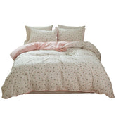 LifeTB front view of floral duvet cover showing garden print and two pillowcases