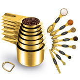 LIFETOWE gold measuring set front view showing full 15-piece kit and compact storage