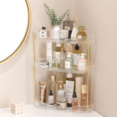 Lifewit front view of clear 3-tier corner organizer showing neat storage benefit