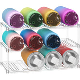 Lifewit front view of clear tumbler organizer showing neat bottle display