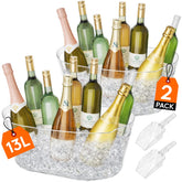 Lifewit front view of plastic ice bucket set showing clear design and included scoop, enhances presentation