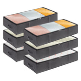 Lifewit front view of six grey under-bed storage bags showing organized set and space saving