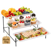 Lifewit front view of assembled 3-tier serving tray showing elevated display benefit