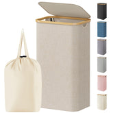 Lifewit front view of beige laundry basket showing tidy storage benefit