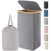Lifewit front view of gray laundry basket showing tidy storage benefit