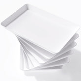 Lifewit front view of six white serving trays showing clean presentation and capacity