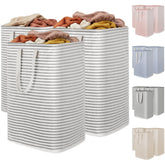 Lifewit front view showing three grey baskets and organized laundry benefit