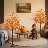 LIGHTSHARE front view of two lit maple trees showing warm ambiance benefit