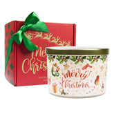 Lihome candle front packaging showing festive gift-ready box and ribbon benefit: easy gifting