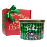 Lihome candle front view showing festive jar and holiday ambiance benefit