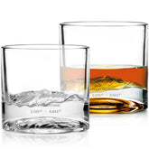 LIITON front view of two glasses showing sculpted mountain base and elegant silhouette