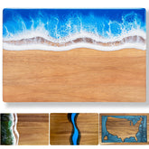 LILKUISYN front view showing acacia wood and blue resin wave, attractive serving surface