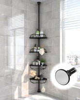 Lilyvane front view showing corner caddy installed — maximizes shower storage