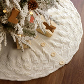 LimBridge front view of cream knit tree skirt showing rustic style and neat coverage
