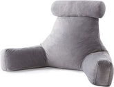 Linenspa front view of XL reading pillow showing full backrest and arms for improved support