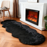 linmopm front view of black runner showing plush pile and room benefit