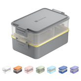 linoroso front view of Ultimate Gray bento box shows compact design and portability