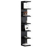 LitaEther front view of the black 7-tier floating shelf showcasing space-saving display