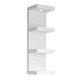 LitaEther front view of 4-tier white floating shelf showing clean modern lines and storage benefit