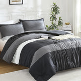 Litanika front view comforter shows bold stripes and instant room style