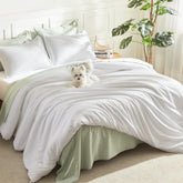 Litanika front view comforter on bed showing clean modern look and easy styling