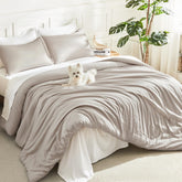 Litanika king comforter front view showing smooth solid color and neat finish