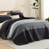 Litanika quilt front view showing bold stripes and modern style