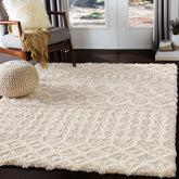 Livabliss front view of beige rug showing Moroccan pattern and soft appeal