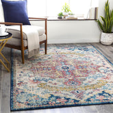 Livabliss rug front overview showing full vintage medallion and color mix for stylish anchoring