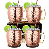 LIVEHITOP front view of four copper mugs showing vintage style and immediate serving readiness