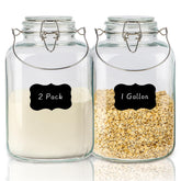 LIVEKOOQ front view of two jars showing clear glass and lids for organized storage