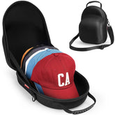 Livelab hat case front view showing secure closure and sleek black finish for protection