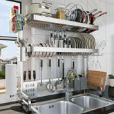 LIVOD front view of full stainless steel rack showing tidy organization benefit