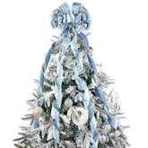 LIZLOVESS front view of dusty blue and silver bow, instant tree focal point