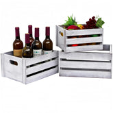 LKMANY front view of three rustic white crates showing storage benefit
