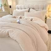 LLanCL front view of king comforter showing elegant 3D jacquard pattern and polished look