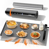 LNNIW warming mat front view showing sleek dark grey surface benefit: fast even warming